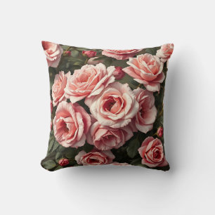 Coussin Jardin de roses roses à motif de rose rose humeur