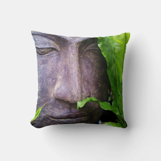 Coussin Jardin de sérénité du Bouddha Zen Feuilles vertes (Recto)