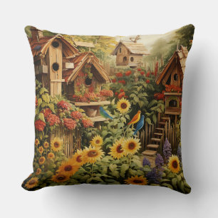 Coussin Jardin de tournesol 13 Maisons d'oiseaux Oiseaux b