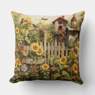 Coussin Jardin de tournesol 14 Maisons d'oiseaux Oiseaux b