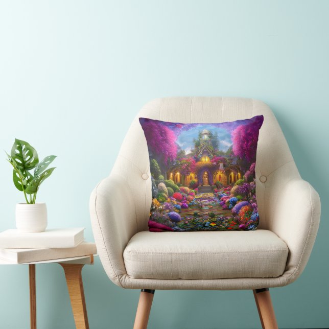 Coussin Jardin de Whimsical rempli de fleurs (Chaise)