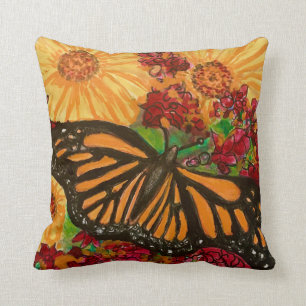 Coussin Jardin des Papillons Monarques Parfums Aquarelle