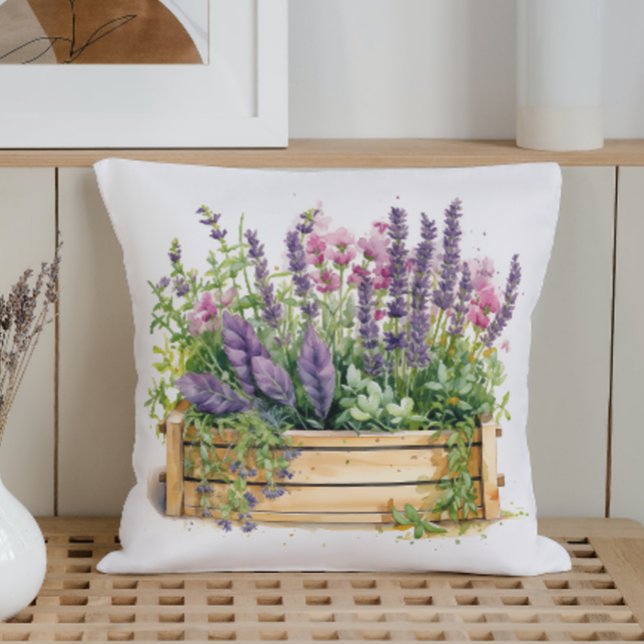 Coussin Jardin d'herbe fraîche aquarelle (Créateur téléchargé)