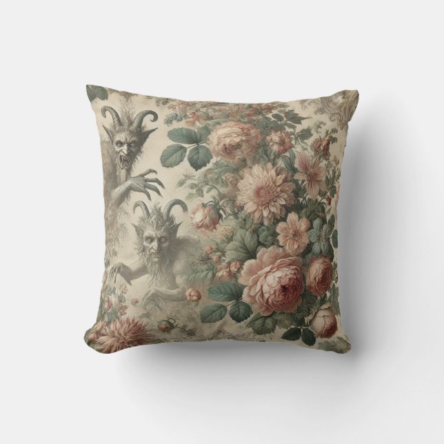 Coussin Jardin du Goatman - Conception du folklore gothiqu (Recto)