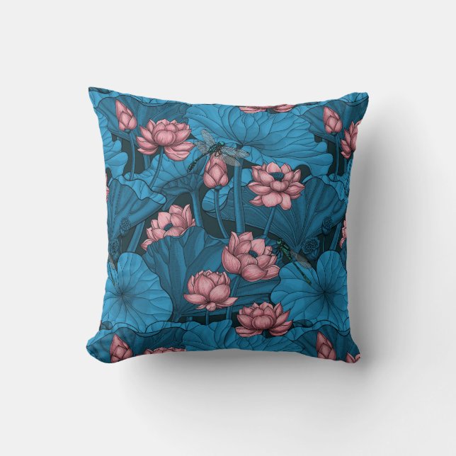 Coussin Jardin du lotus nocturne (Recto)