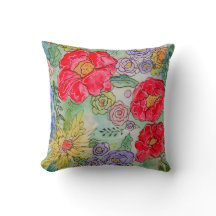 Jardin Fleur d'aquarelle Floral Jeu d'oreiller