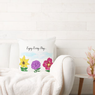 Coussin Jardin Fleur Fuchsia Jaune violet