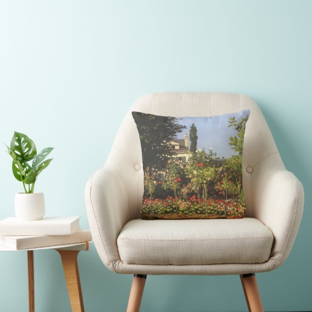 Coussin Jardin fleuri à Sainte Adresse par Claude Monet (Chaise)