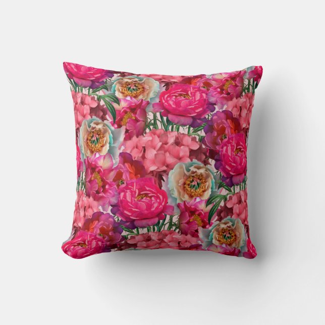 Coussin Jardin fleuri romantique (Recto)