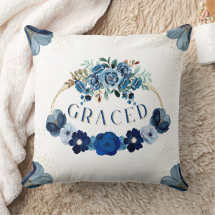 Coussin Jardin Floral Bleu GRACIÉ Jardin Wreath Élégant