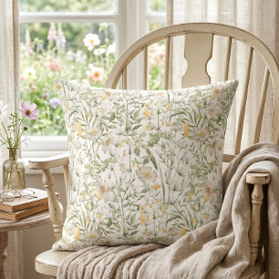 Coussin Jardin Floral Botanique de Fleurs Sauvages Cottage