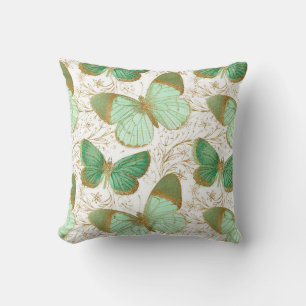 Coussin Jardin Floral Papillon Vert Esthétique Menthe