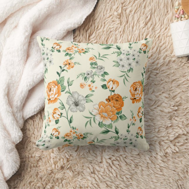 Coussin Jardin Jaune doux motif floral (Couverture)