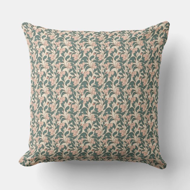 Coussin Jardin romantique - Impression florale Vintage (Recto)
