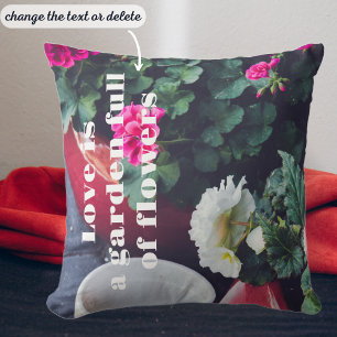 Coussin Jardin rose et blanc fleurs de géranium
