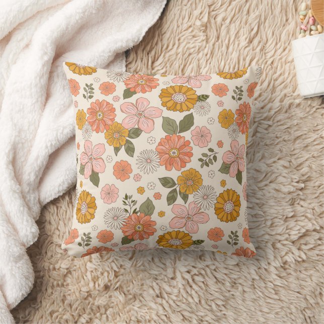Coussin Jardin rose et orange Motif (Couverture)
