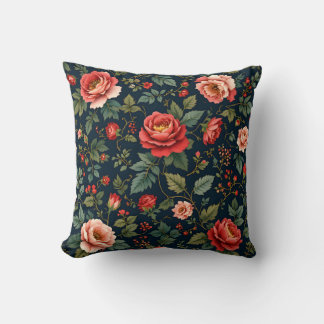 Coussin Jardin rose rouge luxuriant Motif.Extérieur modern