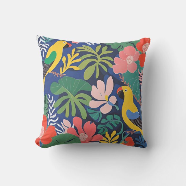 Coussin Jardin Tropical Art Moderne Expressionniste (Recto)