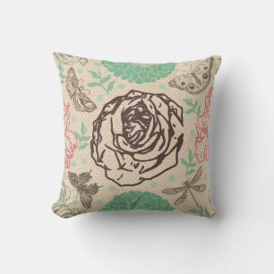 Coussin Jardin vintage Floral Rose
