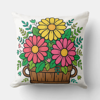 Coussin Jardinère en bois floral rétro joyeux