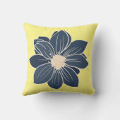Coussin Jaune avec Fleur Bleue (Verso)