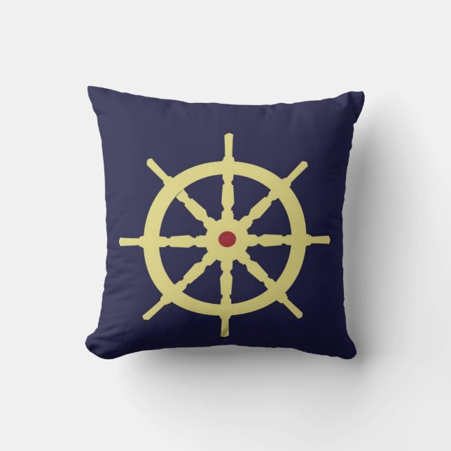 Coussin Jaune avec la barre rouge de bateau à (Recto)