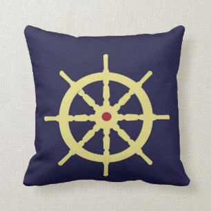 Coussin Jaune avec la barre rouge de bateau à