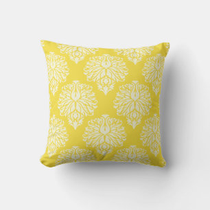Coussin Jaune Beurre Damassé de Cottage Sudiste