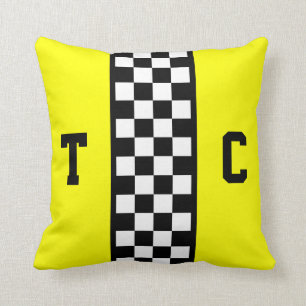 Coussin Jaune Checkered de motif de voiture de course