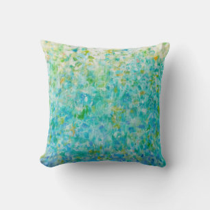 Coussin jaune-clair de bleu de turquoise d'art