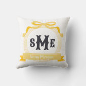 Coussin Jaune Clair Monogramme à Nœud à Clé Grecque (Verso)