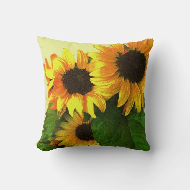 Coussin Jaune coloré de tournesols (Recto)