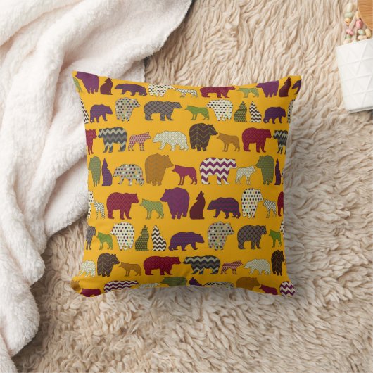 Coussin jaune de partie de geo de loup d'ours (Couverture)