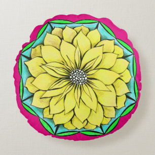 Coussin JAUNE de POINSETTIA