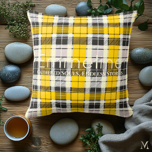 Coussin Jaune et Carreaux Noirs Maison Personnalisée Rus