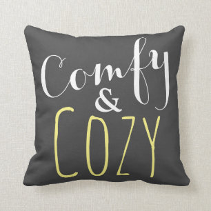 Coussin Jaune et gris - carreau confortable de décor de