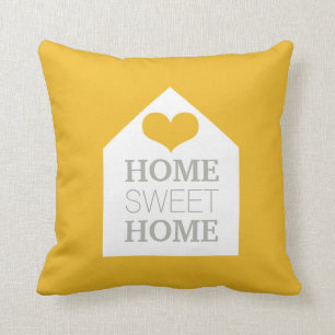 Coussin jaune et gris de moutarde À LA MAISON