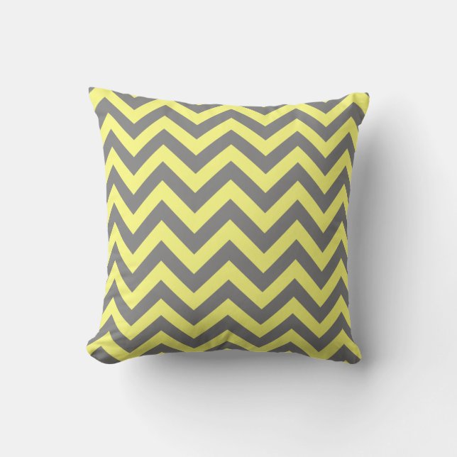 Coussin Jaune et gris zigzag (Recto)