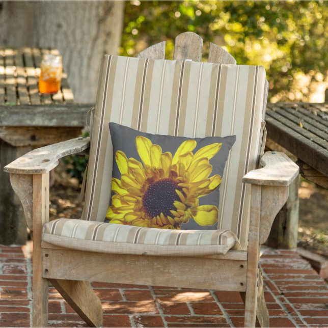 Coussin Jaune Gris Floral Golden Flower Cadeau Abstrait (Chaise)