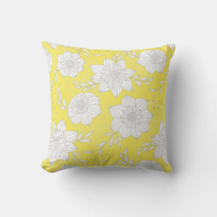 Coussin Jaune gris floral moderne