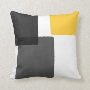 Coussin Jaune gris noir blanc moderne minimaliste