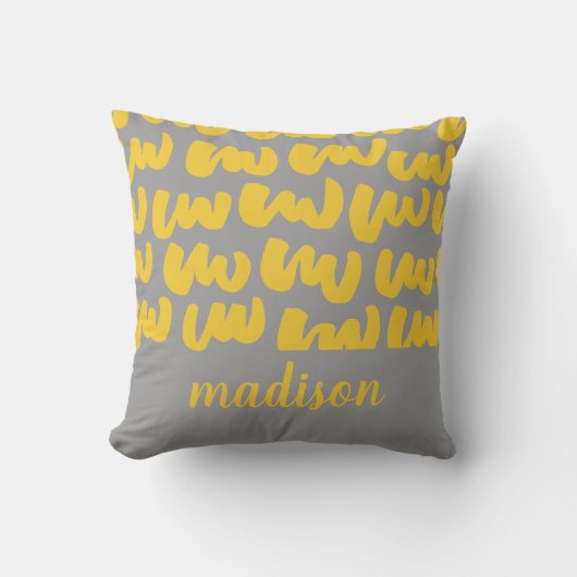 Coussin Jaune moderne adorable Squiggles Gris Enfants Pers (Recto)