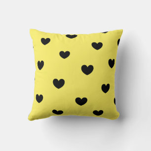 Coussin Jaune Noir Cute Cosy Moderne Romantique Coeur Chic