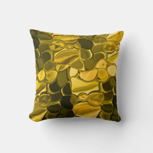 Coussin Jaune ou dorée, les pièces ressemblent à du métal 