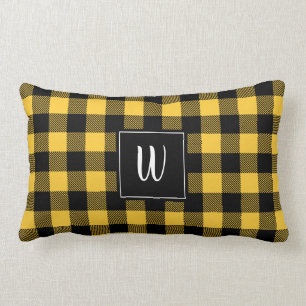 Coussin jaune personnalisé de plaid de Buffalo