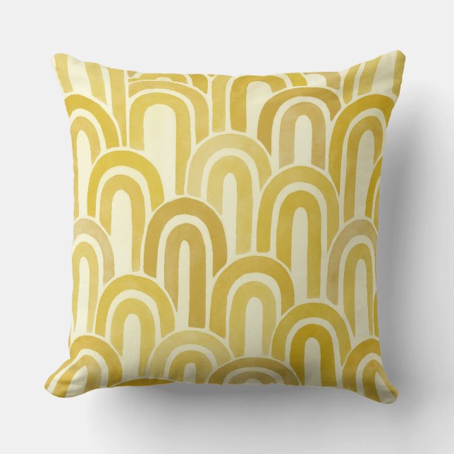 Coussin jaune rétro moderne (Recto)