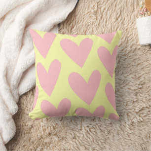 Coussin Jaune rose mignon Coeur simple Motif Y2K