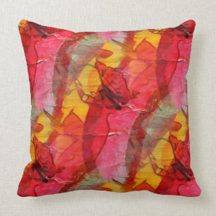 Coussin Jaune rouge d'art d'aquarelle