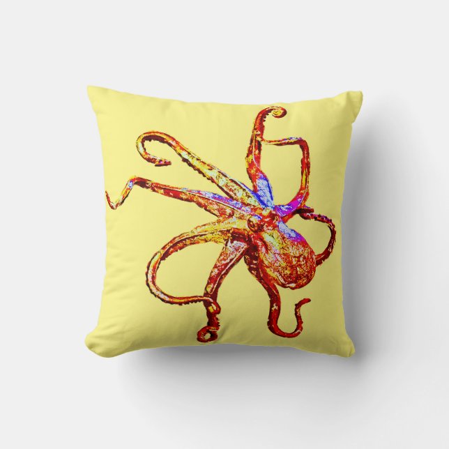 Coussin Jaune rouge de poulpe (Recto)
