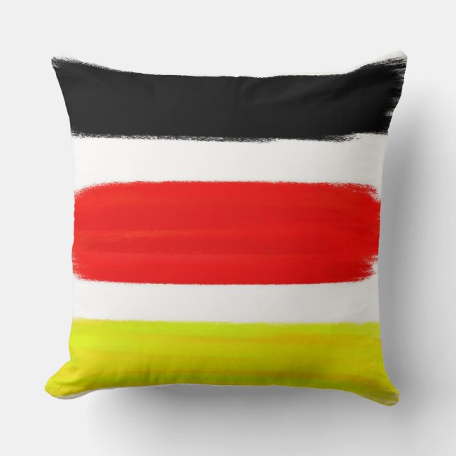 Coussin Jaune Rouge Noir Abstrait peinture Art (Recto)